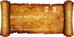 Burda Mátyás névjegykártya